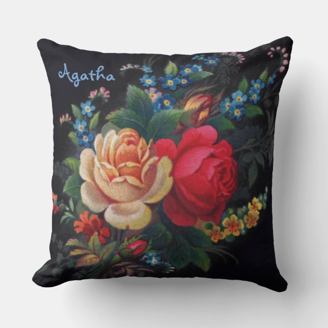 Agatha Victorian Bouquet Throw Pillow (Front)