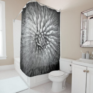 Agave Abstract Black and White Shower Curtain