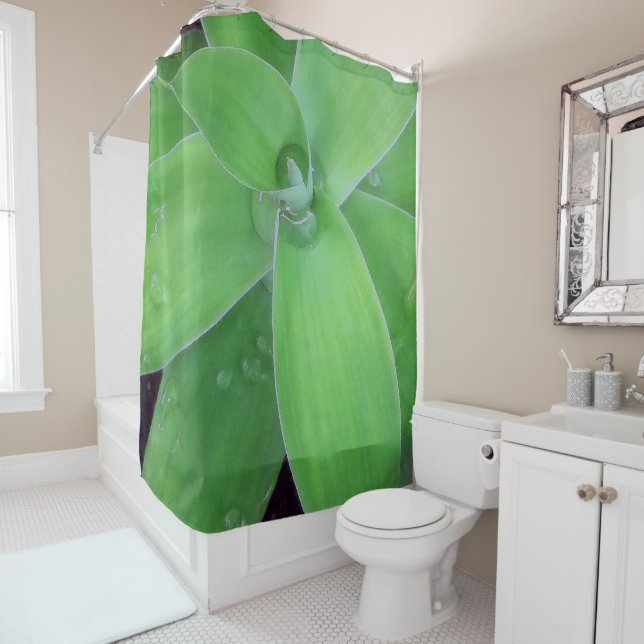 Agave and Raindrops Shower Curtain (In Situ)