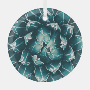 Agave cactus, abstract blue nature glass tree decoration