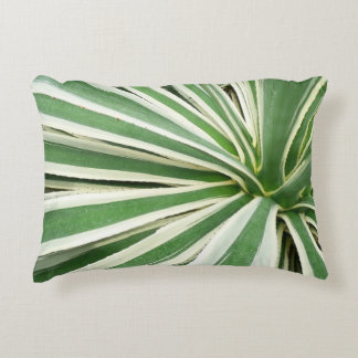 Agave Plant Green and White Striped Decorative Cushion