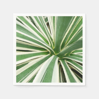 Agave Plant Green and White Striped Napkin