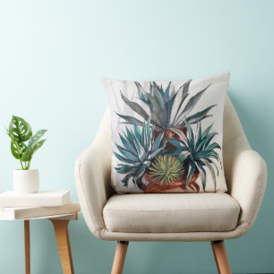 Agave Plants in a rustic terracotta Planter Cushion