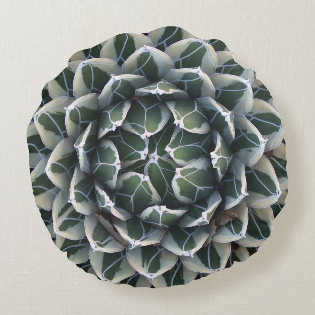 Agave round throw pillow, cotton (16") round cushion (Back)