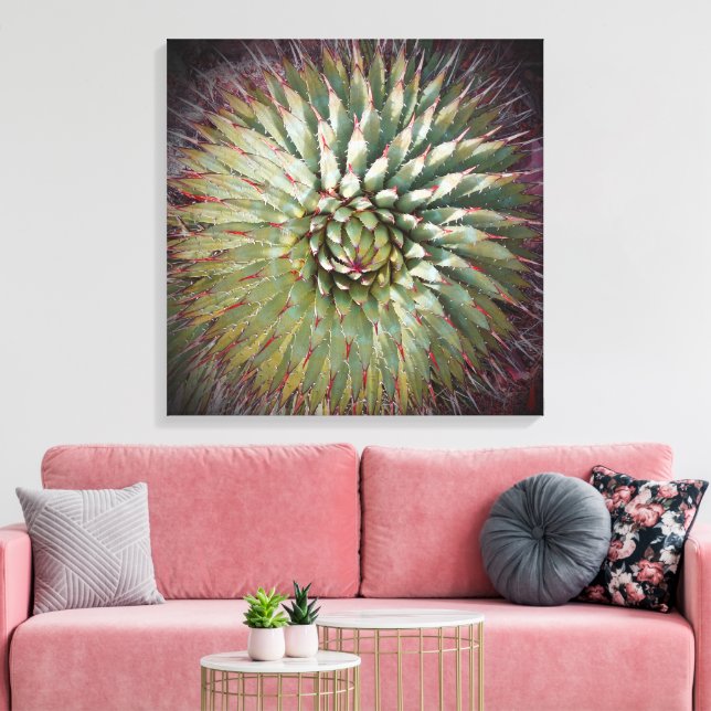 Agave Spikes Green Fine Art Square Canvas Print (Insitu(LivingRoom))