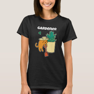 Agave Succulent And Cat Gardener Botanical Heart T-Shirt