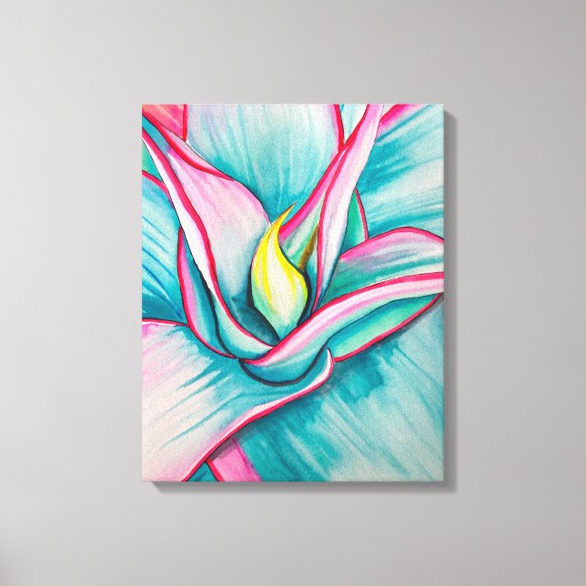 Agave succulent watercolor art  canvas print (Front)