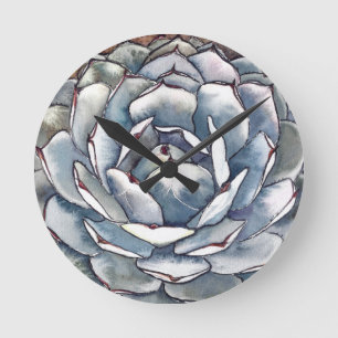 Agave watercolor wall clock