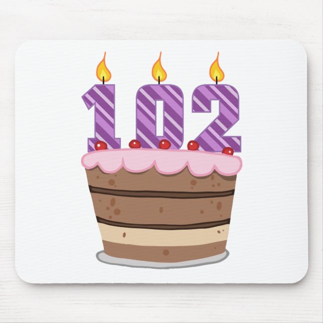 Age 102 on Birthday Cake Mouse Pad (Front)