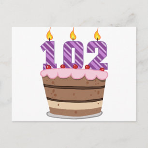 Age 102 on Birthday Cake Postcard
