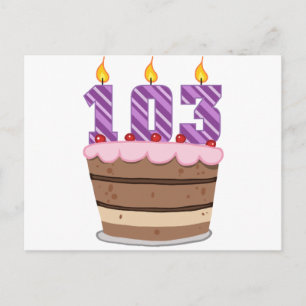 Age 103 on Birthday Cake Postcard