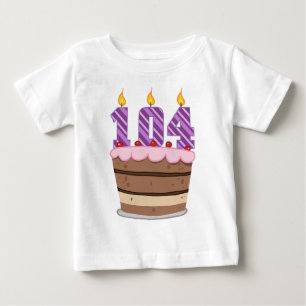 Age 104 on Birthday Cake Baby T-Shirt