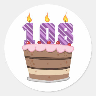 Age 108 on Birthday Cake Classic Round Sticker