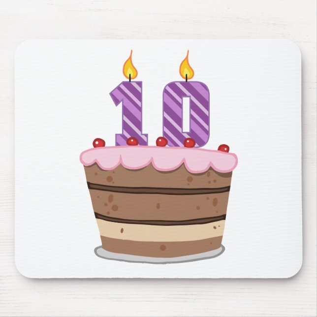 Age 10 on Birthday Cake Mouse Pad (Front)