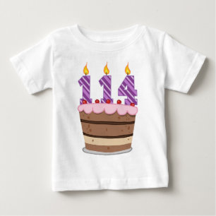 Age 114 on Birthday Cake Baby T-Shirt