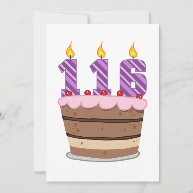 Age 116 on Birthday Cake Card (Front)