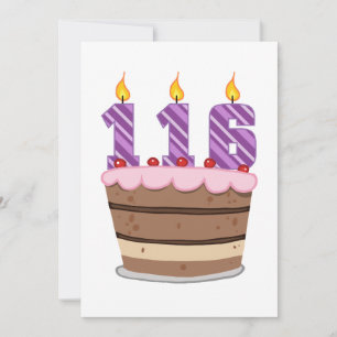 Age 116 on Birthday Cake Card