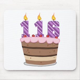 Age 116 on Birthday Cake Mouse Pad