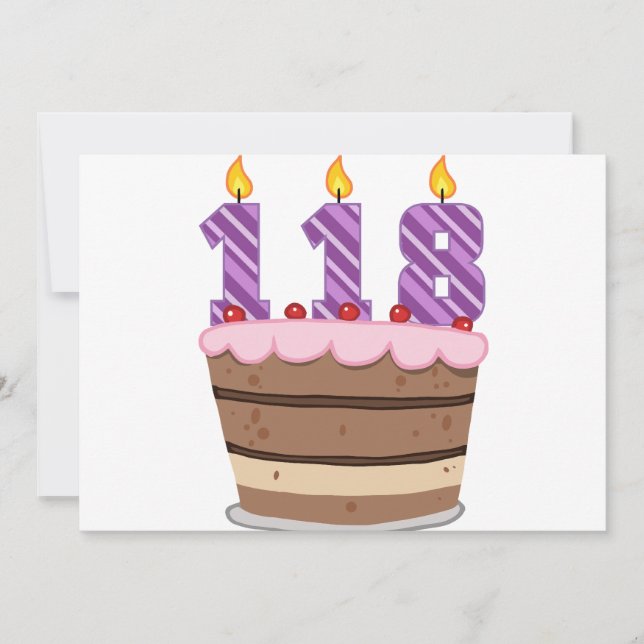 Age 118 on Birthday Cake Card (Front)