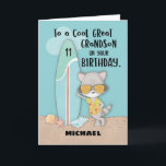 Age 11 Great Grandson Birthday Beach Funny Racoon Card<br><div class="desc">Look at that cool racoon on the front of this card. He is all ready to enjoy the summer on the beach. Just like your great grandson, this racoon loves the beach and the sea. This card happens to be one that you can greet your great grandson once he celebrates...</div>