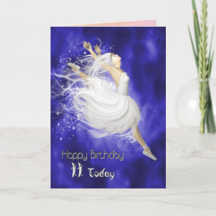Age 11, leaping ballerina birthday card