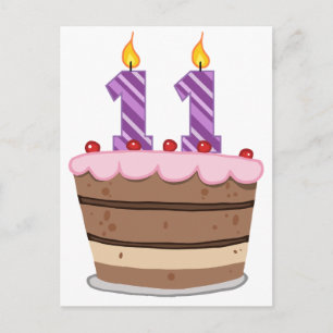 Age 11 on Birthday Cake Postcard