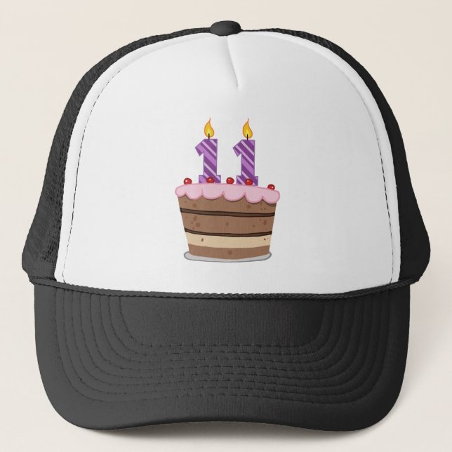 Age 11 on Birthday Cake Trucker Hat (Front)
