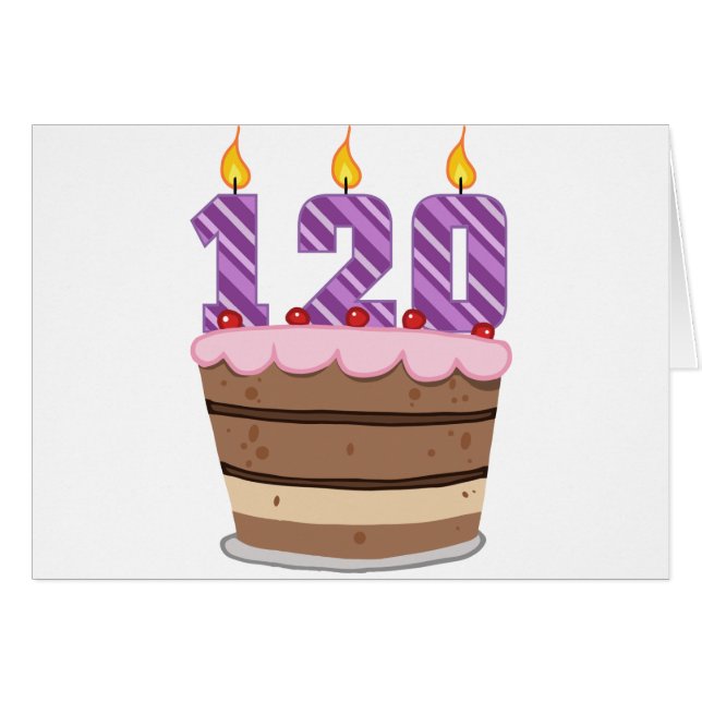 Age 120 on Birthday Cake (Front Horizontal)