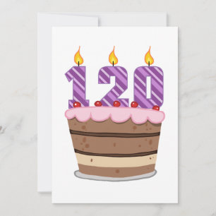 Age 120 on Birthday Cake Card
