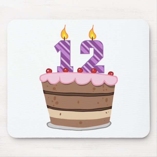 Age 12 on Birthday Cake Mouse Pad (Front)
