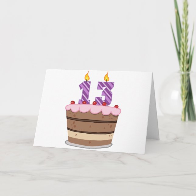Age 13 on Birthday Cake Card (Front)