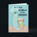 Age 14 Grandson Birthday Beach Funny Cool Racoon  Card<br><div class="desc">Get this card as a gift for your dear grandson on the celebration of his 14th birthday that will be happening soon. The cool racoon on the cover will assist you in getting the message through.</div>