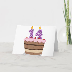 Age 14 on Birthday Cake Card