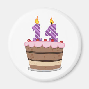 Age 14 on Birthday Cake Magnet