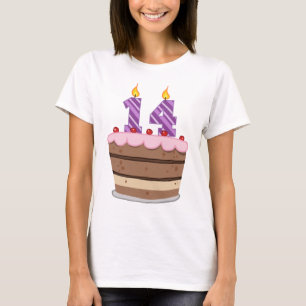 Age 14 on Birthday Cake T-Shirt
