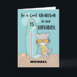 Age 15 Grandson Birthday Beach Funny Cool Racoon Card<br><div class="desc">This year,  you would really want to gift your grandson with a fun card that can be personalised with his name. That is the exact reason why we at Sandra Rose Designs created this card,  because we know you will be needing it soon enough.</div>