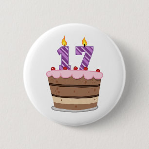 Age 17 on Birthday Cake 6 Cm Round Badge