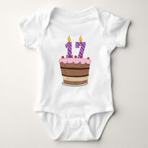 Age 17 on Birthday Cake Baby Bodysuit