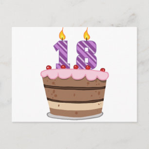 Age 18 on Birthday Cake Postcard