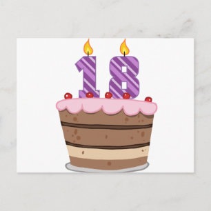 Age 18 on Birthday Cake Postcard
