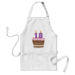 Age 18 on Birthday Cake Standard Apron