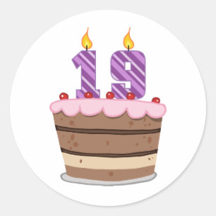 Age 19 on Birthday Cake Classic Round Sticker