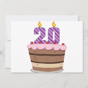 Age 20 on Birthday Cake Card