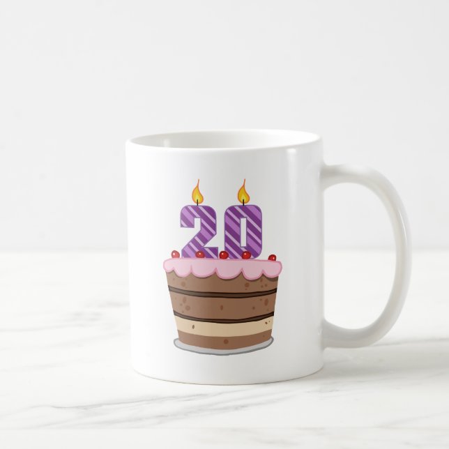 Age 20 on Birthday Cake Coffee Mug (Right)