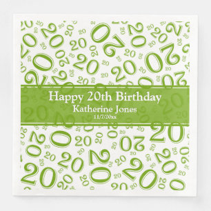 Age 20 Random Number Pattern Black/Green Napkin