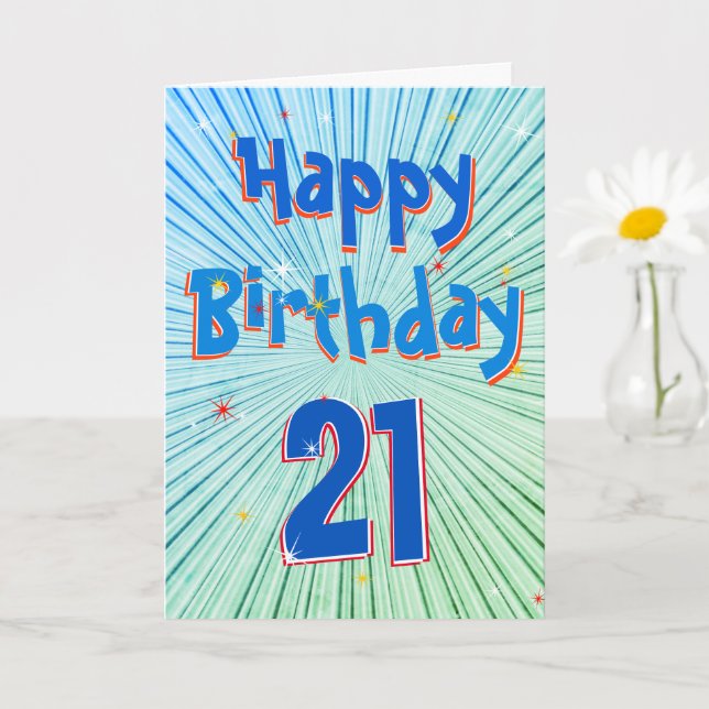 Age 21 Fun 3D Blue Chill 21st Birthday Card (Small Plant)