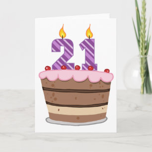 Age 21 on Birthday Cake Card