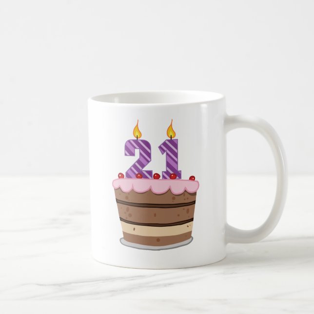 Age 21 on Birthday Cake Coffee Mug (Right)