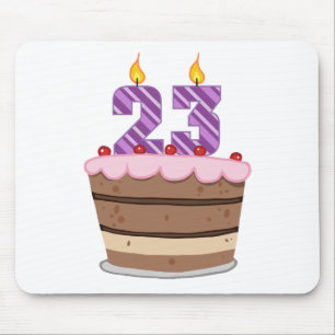 Age 23 on Birthday Cake Mouse Pad