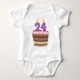 Age 24 on Birthday Cake Baby Bodysuit